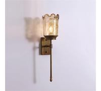 HQHYGM Brass Wall Sconces with Base Handmade Glass Shade for Liviroom American Style Indoor Flower-Shaped Light Fixture