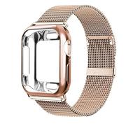 HQHYGM Caja de Reloj + Correa de Reloj, para Banda de 41mm, 45mm, 44/40mm, 42/38mm, Correa de Metal, Pulsera de Bucle milanés, para 7 6 SE 5 4 3 2 1