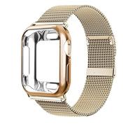 HQHYGM Caja de Reloj + Correa de Reloj, para Banda de 41mm, 45mm, 44/40mm, 42/38mm, Correa de Metal, Pulsera de Bucle milanés, para 7 6 SE 5 4 3 2 1