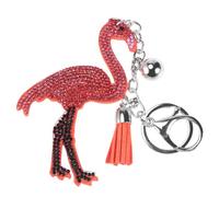 HQHYGM Car Ring Flamingo Keychain Diamond Key Chain Velvet Keyring Tassel Bag Pendant Handbag Accessories (Mandarine)