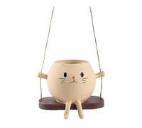 HQHYGM Cat Flower Pot Plant Container Creative Small Versatile Decorative Ornament Flowerpot for Windowsill Bedroom Table Patio Desk, Swing
