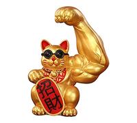 HQHYGM Cat Money Figurine Sculptures Resin Fengshui Statue Wealth Good Car Decoration Ornament Accessory, Left Luck