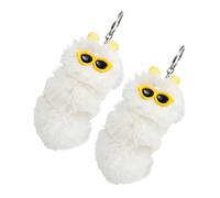HQHYGM Caterpillar Key Chain Pendant 2pcs, Cute Soft Key Ring for Bags and School Backpacks, Milk White Accessories for Boys and Girls and Teens