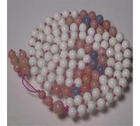 HQHYGM Charm Jewelry 6mm Natural Pink Opal 108 Beads Tassel Knotted Necklace Meditation Handmade Bead#9367