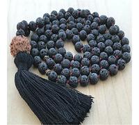 HQHYGM Charm Jewelry 8mm Volcanic Stone Vajra Bodhi Tassel 108 Beads Necklace Meditation Bless Bead#4956