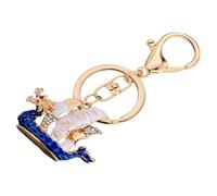 HQHYGM Chinese Dragon Boat Metal Ring Blue Rhinestones, Car Bag Pendant Keychain, Hanging Key Holder for Men and Women