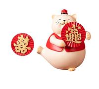 HQHYGM Chinese New Year Lucky Cat Statue Art Figurines Decoration for Entrance, Lift Left Foot