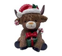HQHYGM Christmas Cow Statue Home Accent Decoration Desktop Ornament for Cabinet Coffee Table Fireplace Holiday Shelf, Gift Box