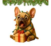 HQHYGM Christmas Pet Ornament - Cute Resin Dog Sculpture, Colorful Holiday Decorative Figure, Lifelike Detailing Decor, Ideal for Tabletop Mantel Indoor Shelf Entryway Window Birthday