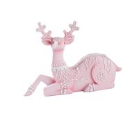HQHYGM Christmas Reindeer Statue Deer Sculpture Collectible Xmas Elk Figurine Home Decor for Desktop Entrance Winter Cabinet Balcony, Pink Sitting