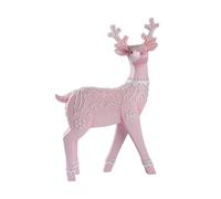 HQHYGM Christmas Reindeer Statue Deer Sculpture Collectible Xmas Elk Figurine Home Decor for Desktop Entrance Winter Cabinet Balcony, Pink Standing