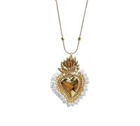 HQHYGM Colorful Beads Sacred Heart Necklace For Women Men, Classic Sacred Heart of Jesus Necklace - Vintage Sacred Heart Pendant, Jesus Heart Necklace For Christmas Thanksgiving Gifts