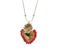 HQHYGM Colorful Beads Sacred Heart Necklace For Women Men, Classic Sacred Heart of Jesus Necklace - Vintage Sacred Heart Pendant, Jesus Heart Necklace For Christmas Thanksgiving Gifts