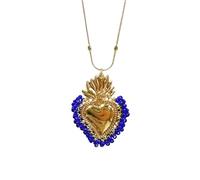 HQHYGM Colorful Beads Sacred Heart Necklace For Women Men, Classic Sacred Heart of Jesus Necklace - Vintage Sacred Heart Pendant, Jesus Heart Necklace For Christmas Thanksgiving Gifts