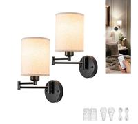 HQHYGM Cordless Wall Light Set of 2 Battery Operated Wallp Indoor with Rechargeable 5W 3 Colours with Remote Control Bedsidep Adjustable