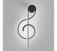 HQHYGM Creative Musical Note Wall Light Linear Metal Wall Lamp with White Acrylic Shade Ultra-Thin Bedside Wall Sconces 21W Black Minimalist Wall Lamps