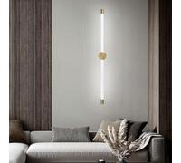 HQHYGM Creatively Wall Light Indoor Decorative Wall Lamp Long Strip Wall Nordic Wall 350° Rotation Acrylic Gold for Bedroom Hallway Living Room (White Light 115cm)