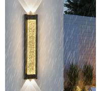 HQHYGM Crystal Bubbles Wall Lamp Outdoor IP65 Rainproof Wall Aluminium Acrylic Wall Black Long Rectangular for Patio Garage Porch Living Room (100cm White Light)