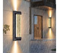 HQHYGM Crystal Bubbles Wall Lamp Outdoor IP65 Rainproof Wall Aluminium Acrylic Wall Black Long Rectangular for Patio Garage Porch Living Room (80cm Warm Light)