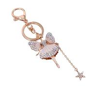 HQHYGM Crystal Flower Fairy Butterfly Keychain Rhinestones, Creative Bag Ornament and Key Pendant for Women, Car and Purse Decoration in White