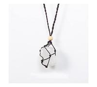 HQHYGM Crystal Stone 1pc Natural Gemstones Polished Irregular Crystal Net Bag Pendant Adjustable Necklace Presents (Color : Citrine) (Color : Clear Quartz)