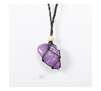 HQHYGM Crystal Stone 1pc Natural Gemstones Polished Irregular Crystal Net Bag Pendant Adjustable Necklace Presents (Color : Citrine) (Color : Amethyst)