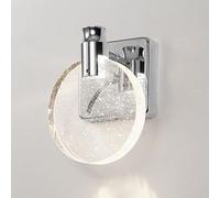 HQHYGM Crystal Wall Light Wall Round Bubble Crystal Wall Lamp Shade Vanity Wall Fixture 5W Wall Sconces for Bedroom Bedside Living Room Hallway 3 Color Mode/Chrome/16Cm