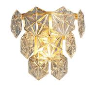 HQHYGM Crystal Wall Sconces, Gold Wall Light Fixtures, Luxury Indoor Wall Lamp, Amber Crystal Vanity Wall Mount Lamps, Base Wall for Living Room Bedroom Bathroom Bedside Hallway