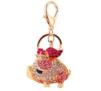 HQHYGM Cute Pink Pig Keychain with Crystal Rhinestone Bow, Animal Key Ring Bag Charm for Women and Kids Car Accessories