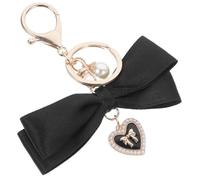 HQHYGM Decorative Bow Keychain Backpacks and Handbags Plastic Cloth Metal Heart Pendant Charm Stylish Multi-Functional Purse Accessory for Women Classic Black