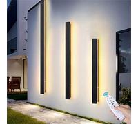 HQHYGM Dimmable Outdoor Garden Wall Lights Lamp with Remote Control Black Wall Long Strip Outside Indoor Wall Lamp Aluminium IP65 Exterior Patio Hallway Night Wall (100cm 56W)