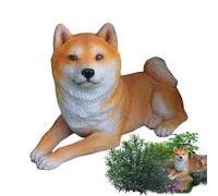 HQHYGM Dog Statue Ornament, Garden Sitting Shiba Model, Resin Animal Sculpture Collectible, Creative Puppy Decor for Home Display, Patio & Lawn Decorations, 24x14x11cm