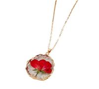 HQHYGM Dried Pressed Flowers For Women and Girls, Dried Flowers Irregular Circle Pendant Necklace Preserved Fresh Flower, Forget Me Not Necklace, Pressed Flower Jewelry