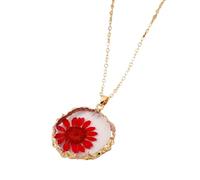 HQHYGM Dried Pressed Flowers For Women and Girls, Dried Flowers Irregular Circle Pendant Necklace Preserved Fresh Flower, Forget Me Not Necklace, Pressed Flower Jewelry