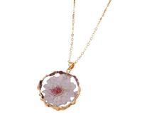 HQHYGM Dried Pressed Flowers For Women and Girls, Dried Flowers Irregular Circle Pendant Necklace Preserved Fresh Flower, Forget Me Not Necklace, Pressed Flower Jewelry