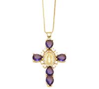 HQHYGM Elegant Crosses Pendant Necklace Adornment with Sparkling Rhinestones for Wedding and Everyday Wear Full Diamond Madonna Cross Necklace),additionalWeblabs:(: