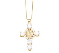 HQHYGM Elegant Crosses Pendant Necklace Adornment with Sparkling Rhinestones for Wedding and Everyday Wear Full Diamond Madonna Cross Necklace),additionalWeblabs:(: