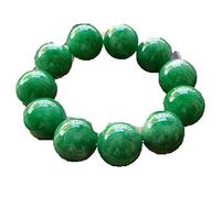 HQHYGM Emerald Dry Green Iron Dragon Jade Bucket Bead Bracelet Full Color Emperor Green Jade Full Green Road Men and Women Bracelet