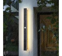 HQHYGM Exterior Wall Wall Light with Motion Sensor Garden Wall Lamp Outdoor Long Black Outside Balcony Indoor Living Room Bathroom Front Door Bedroom (Warm Light 30CM)