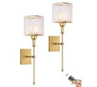 HQHYGM Extra Long Wall Sconces Battery Operated Set of Two Non Hardwired Rechargeable with Remote d Crystal Wall Lamp Fixture Indoor Decor for Bedroom Bathroom Living Room