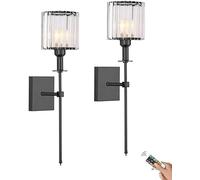 HQHYGM Extra Long Wall Sconces Battery Operated Set of Two Non Hardwired Rechargeable with Remote d Crystal Wall Lamp Fixture Indoor Decor for Bedroom Bathroom Living Room