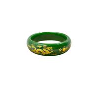 HQHYGM Fashion Dragon Phoenix Gilded Green Jade Bangle Bracelet for Women Wealth Good Luck Bracelet Genuine Jade Stone Bracelet Woman Meditation Energy Birthday Gift (1Women Bangle 96, 64-65)