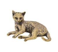 HQHYGM Figurine Desktop Cat Ornament Micro Landscape Copper Statue Animal Sculpture for Table Office Decor