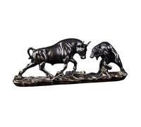 HQHYGM Figurine, Feng Shui Bear and Statue, Artwork Chinese Cow Cattle Sculptures Animal Sculpture for Desk, Birthdays Gifts, Copper 28x8x11.5cm