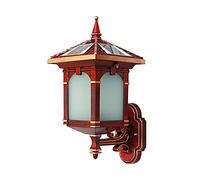 HQHYGM Fixture Outdoor Lantern Vintage Solar Powered Porch Lamp Frosted Glass Shade Aluminum Die-Casting Exterior Wall IP54 Waterproof Garden Light