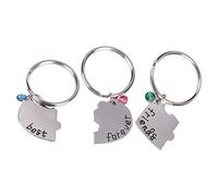 HQHYGM Friendship Best Friends Forever Key Chain Ring BFF Split Heart Puzzle Matching Keychain for Backpack Bag Pendant Three Pieces