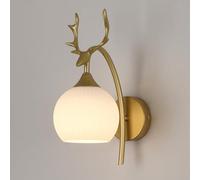 HQHYGM Gold Finish Wall Ribbed Glass Wall Mount Light Fixture Nordic Deer Vanity Wall Lamp Art Deco Hardwired Sconces Wall Bedroom Bedside Living Room Wall Lamps/Stripe