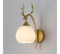 HQHYGM Gold Finish Wall Ribbed Glass Wall Mount Light Fixture Nordic Deer Vanity Wall Lamp Art Deco Hardwired Sconces Wall Bedroom Bedside Living Room Wall Lamps/Pumpkin