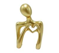 HQHYGM Gold Heart Hands Desktop Ornament Gift Small Sculpture Resin for Cabinets Living Room Bookshelf Coffee Table