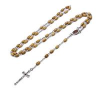 HQHYGM Handmade Round Bead Catholic Rosary for Religious Wood Beads Necklace Wooden